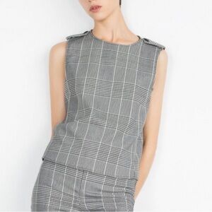 NWOT Zara Basic black and white sleeveless plaid top small